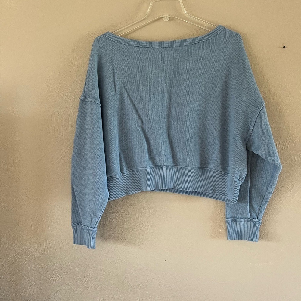 American Eagle Outfitters Blue Crop Sweatshirt Size XS Long Sleeves - Picture 5 of 12